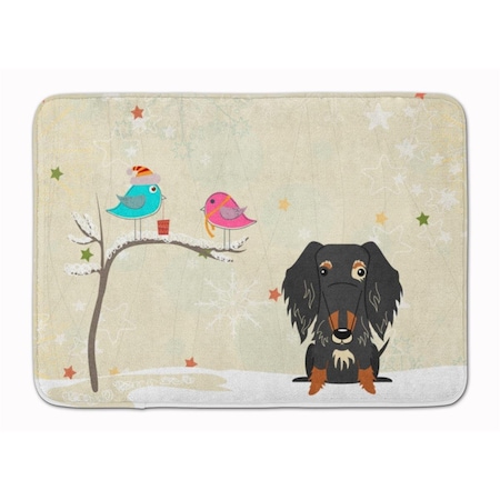 Carolines Treasures Christmas Wire Haired Dachshund Dapple Machine Washable Memory Foam Mat BB2600RUG